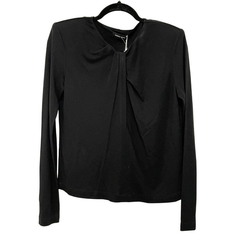Anine Bing $250 Amaya Black Cutout Long Sleeve Top Medium NWT - Picture 5 of 8